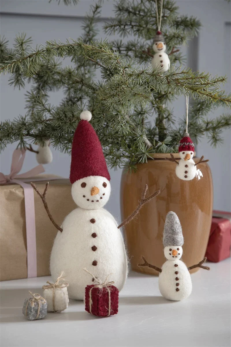 Christmas Figurine - Snowman (Red) - Large